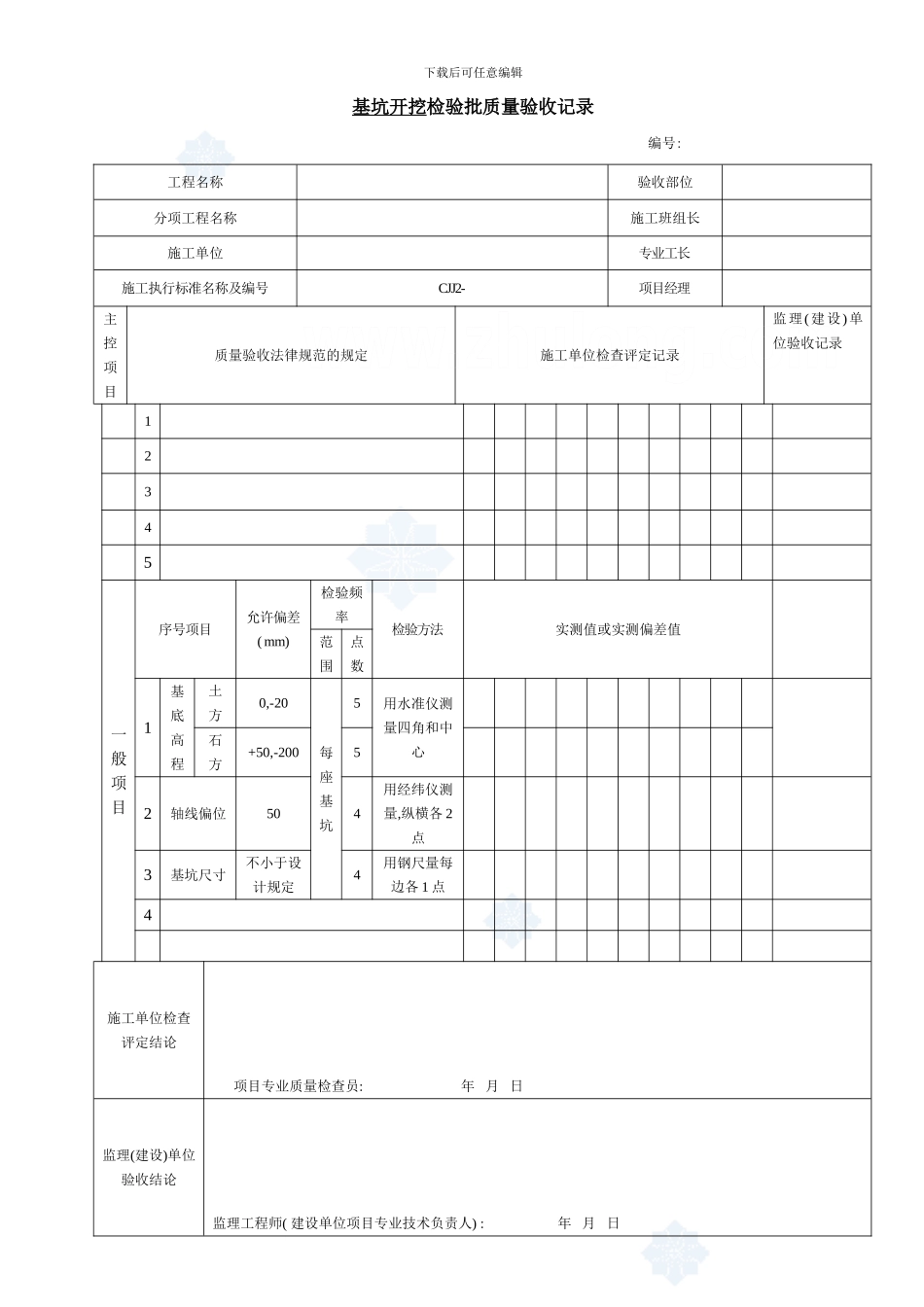 市政桥梁工程检验批施工用表样本_第1页