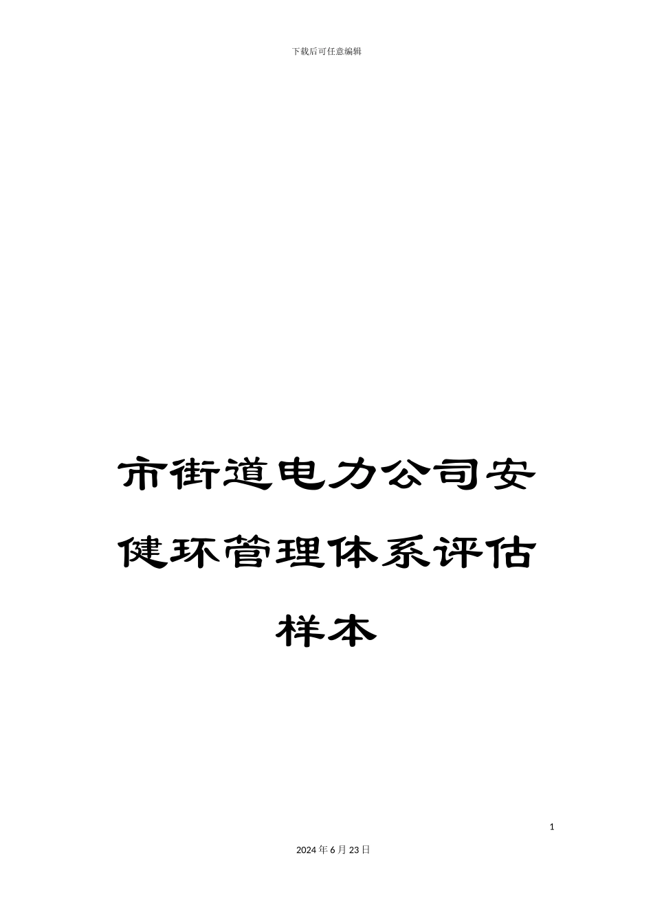 市街道电力公司安健环管理体系评估样本_第1页