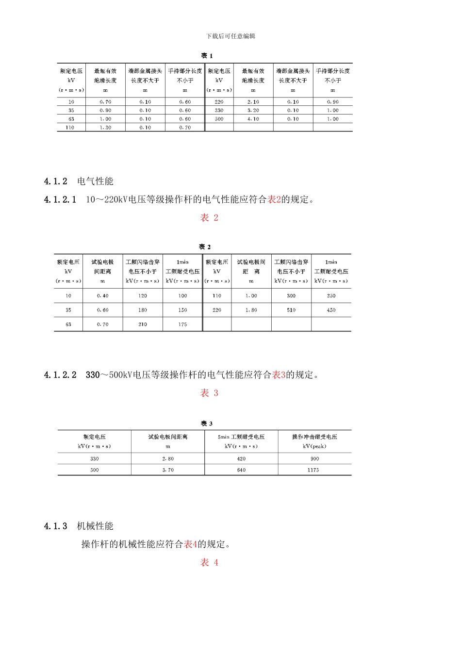 带电作业用绝缘杆通用技术条件样本_第3页