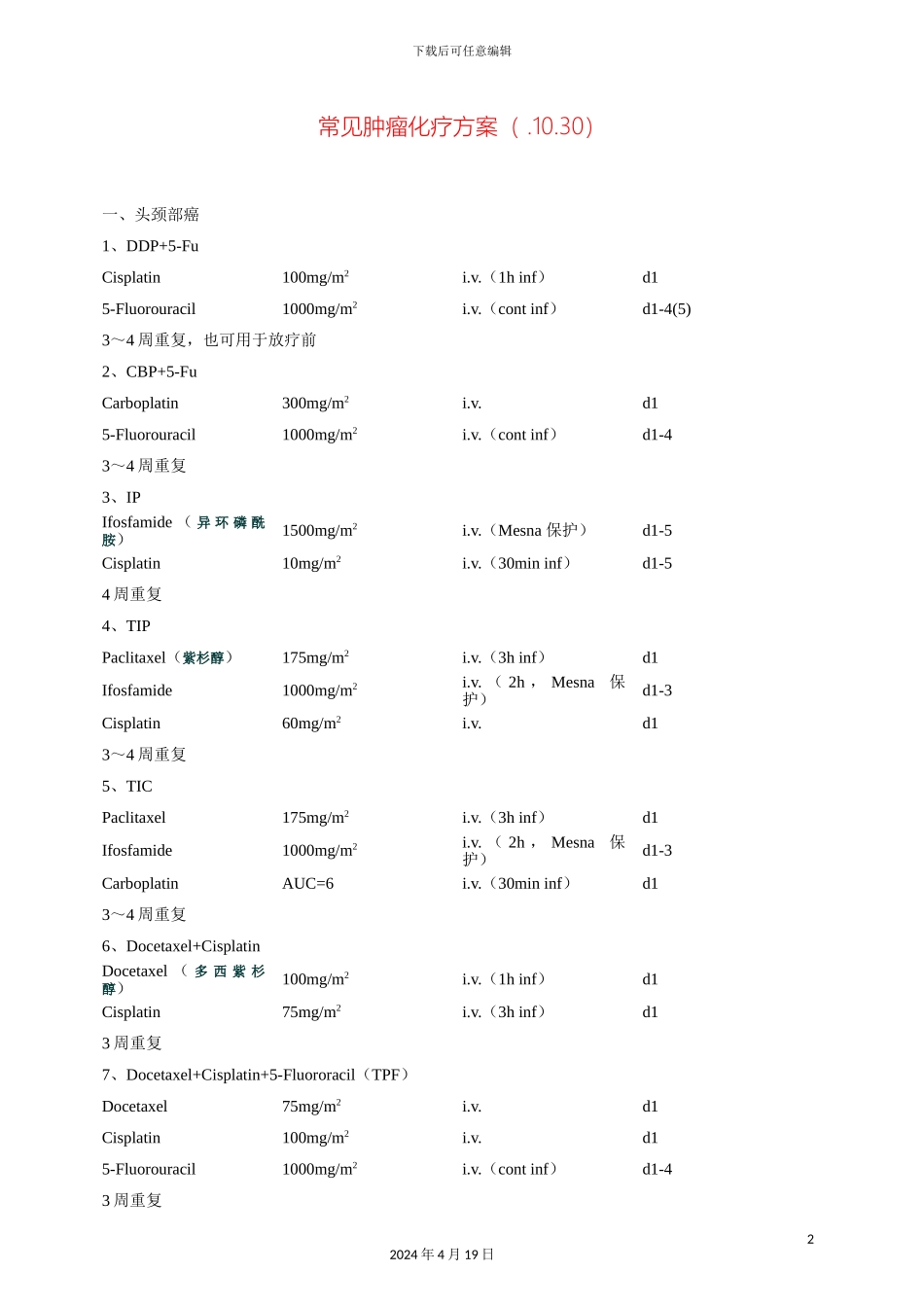 常见肿瘤化疗方案_第2页