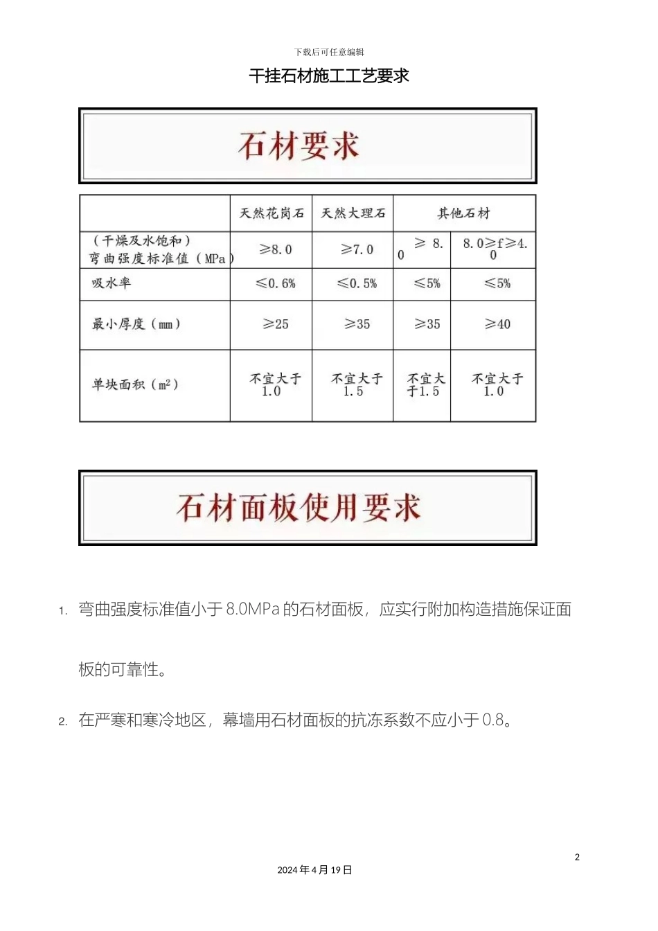 干挂石材施工工艺要求_第2页