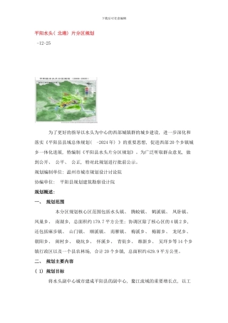 平阳水头北港片规划样本