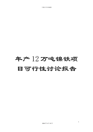 年产12万吨镍铁项目可行性研究报告