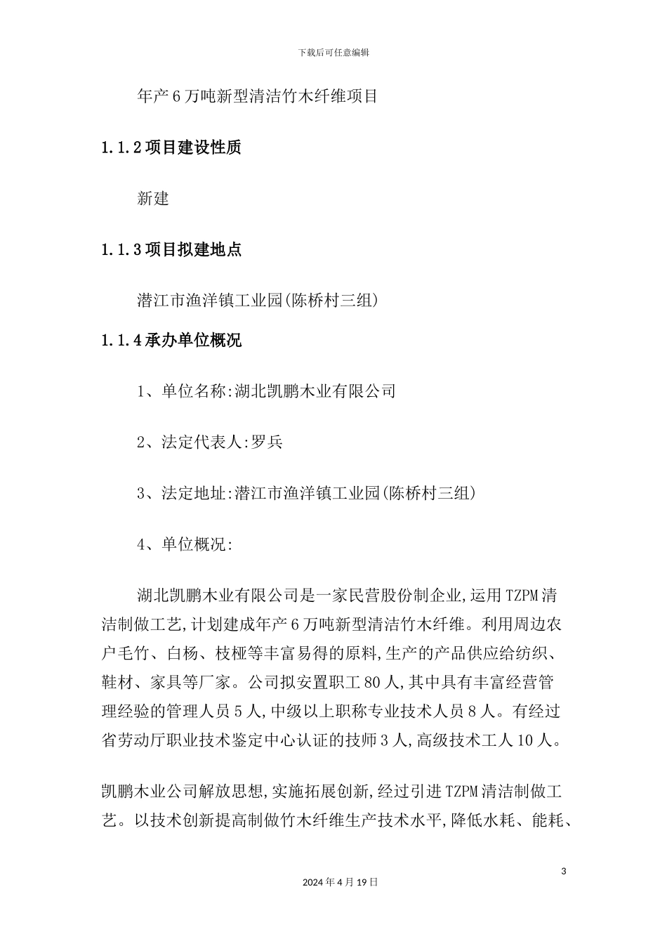 年产6万吨新型清洁竹木纤维项目研究报告_第3页