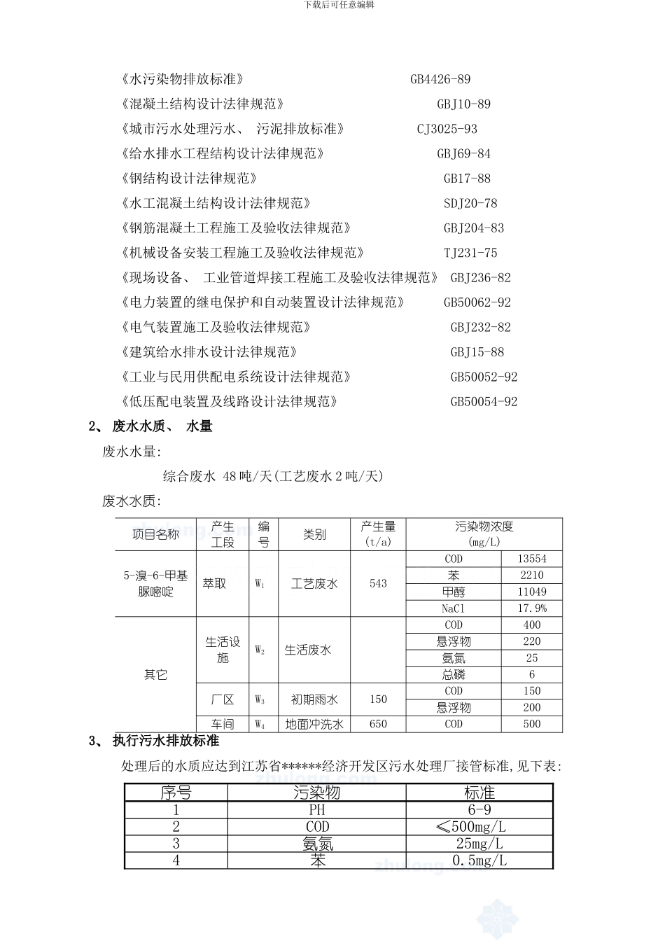 年产吨溴甲基脲嘧啶吨双二甲苯胺基甲胺项目废水处理设计方案样本_第3页