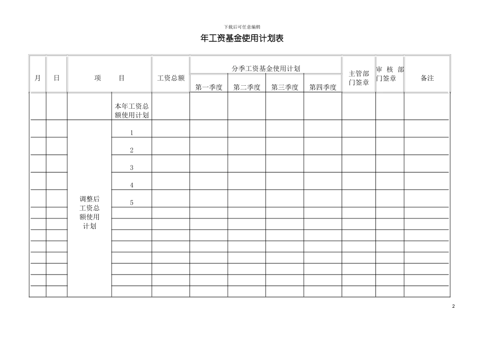 年工资基金使用计划表模板_第2页