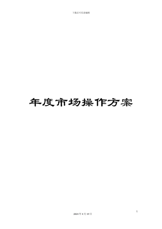 年度市场操作方案