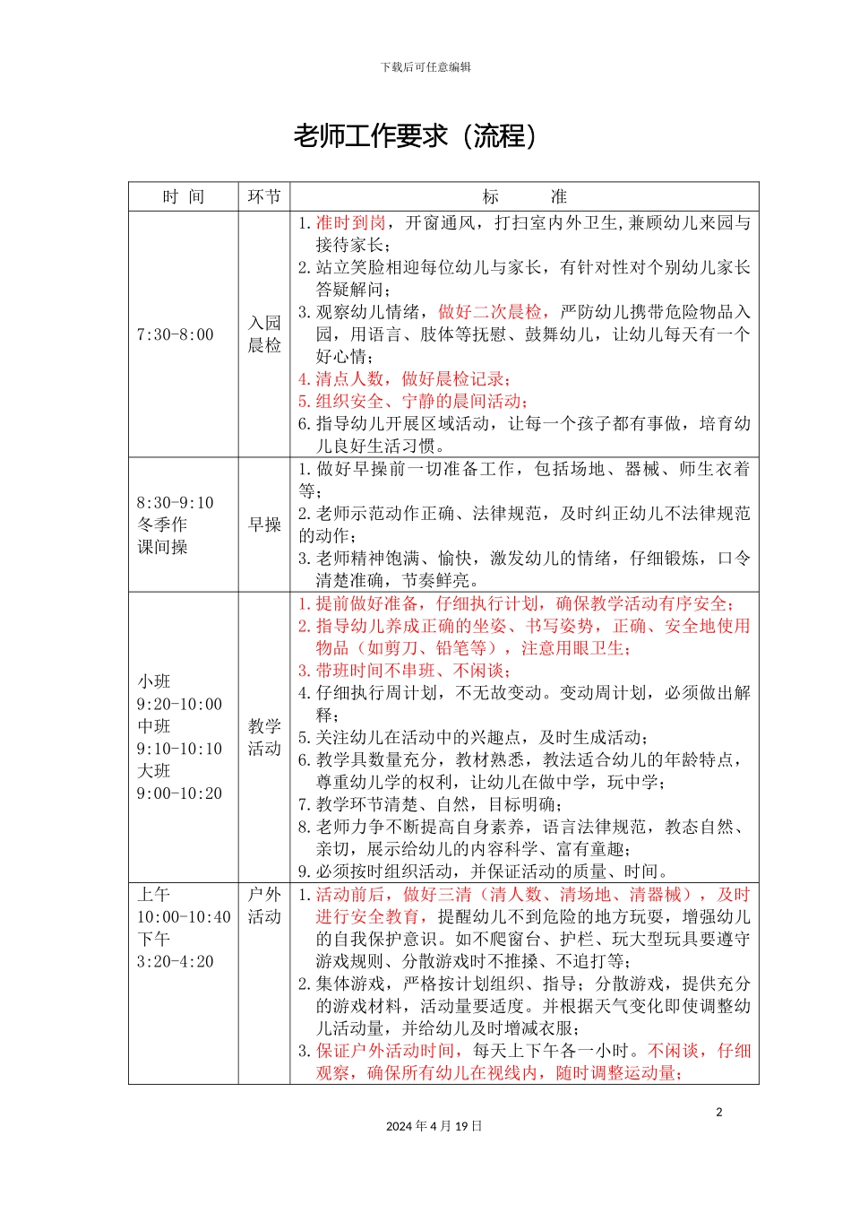 幼儿园教师工作流程要求_第2页