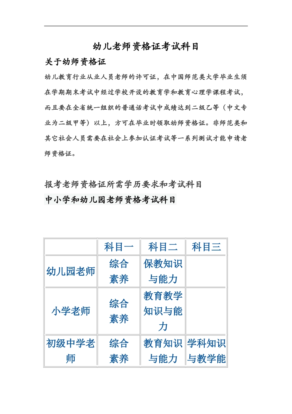 幼儿教师资格证考试科目_第2页
