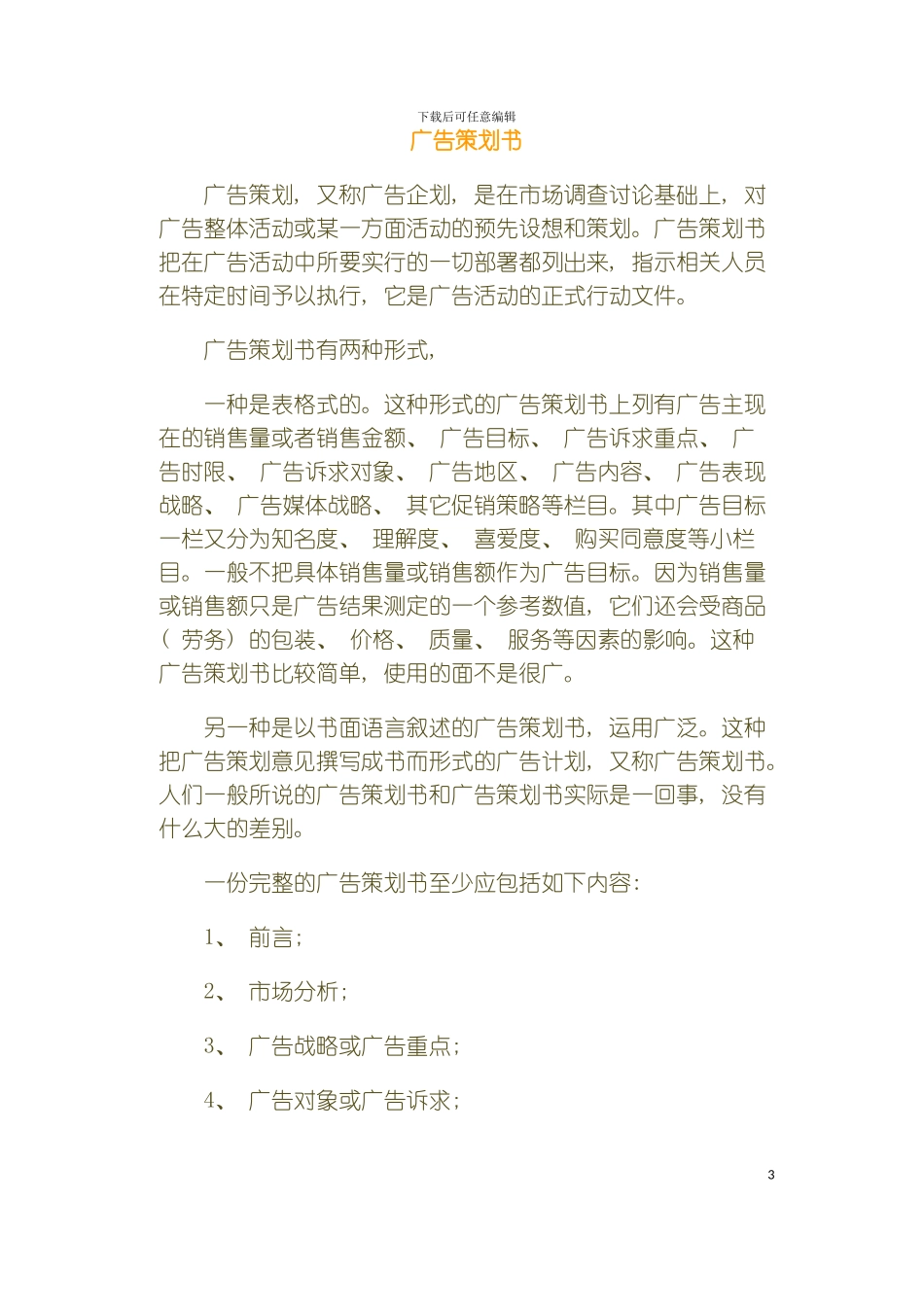 广告策划书模板_第2页