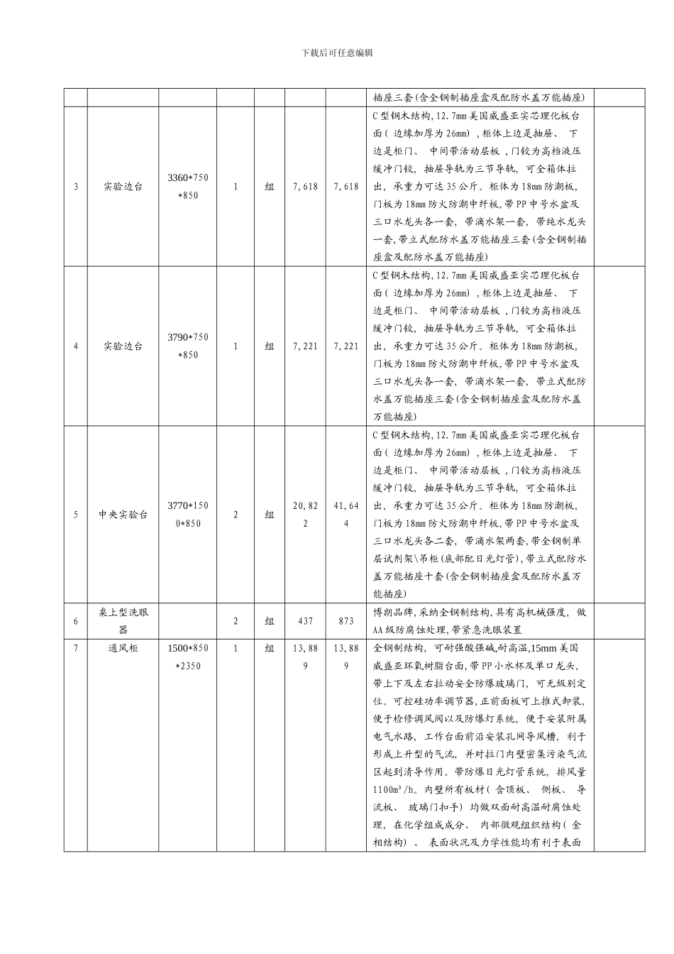 广州福格实验室台柜安装工程量样本_第2页