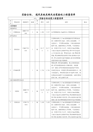 广州福格实验室台柜安装工程量样本