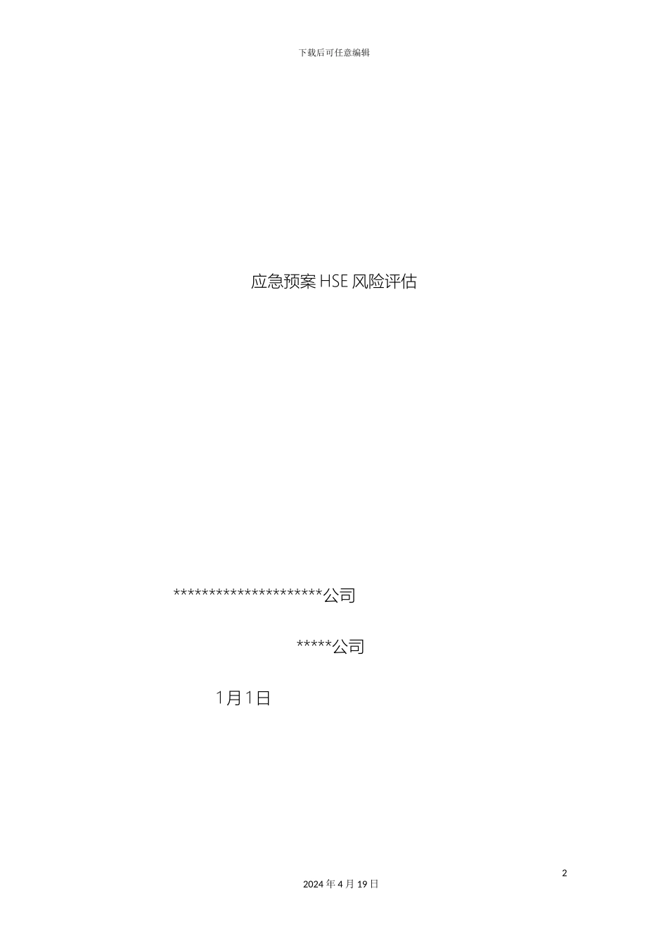 应急预案HSE风险评估报告公司_第2页