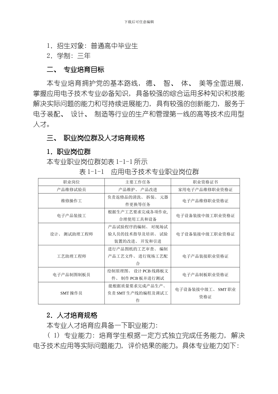 应用电子人才培养方案模板_第2页