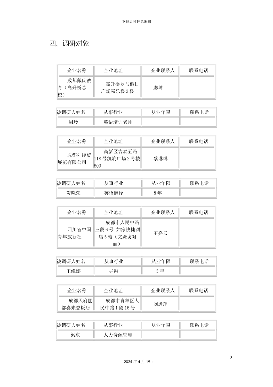 应用英语专业应用英语方向社会调研报告运行范本_第3页