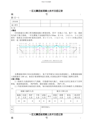 底板混凝土施工技术交底记录模板