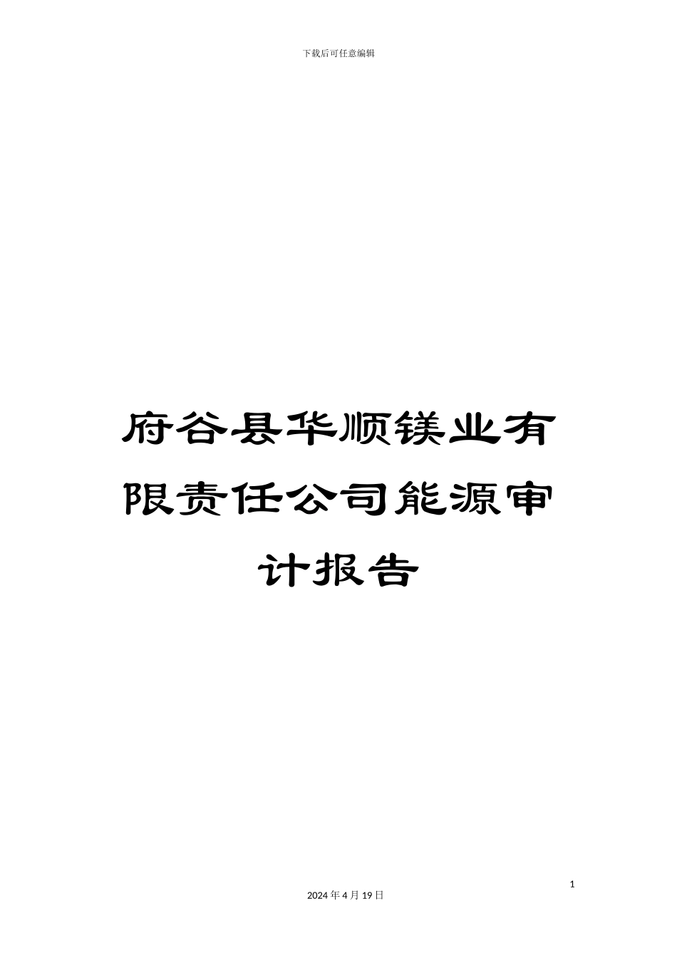 府谷县华顺镁业有限责任公司能源审计报告模板_第1页