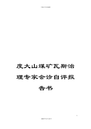 度大山煤矿瓦斯治理专家会诊自评报告书