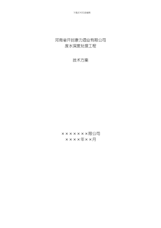 康力酒业废水处理技术方案模板