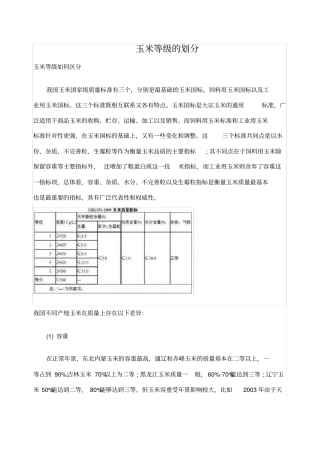 玉米等级的划分