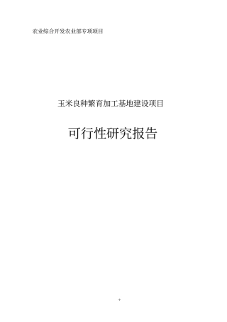 玉米良种繁育加工基地项目可行性研究报告