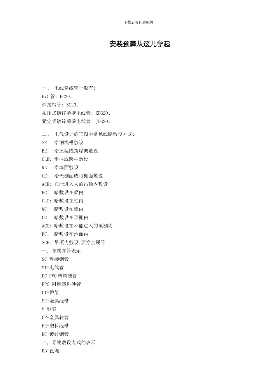 建筑安装预算学习基础模板_第1页