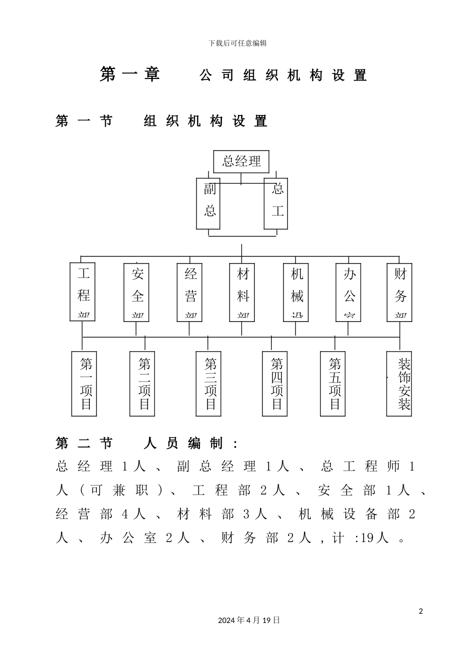 建筑工程公司组织机构设置与管理制度汇编_第2页