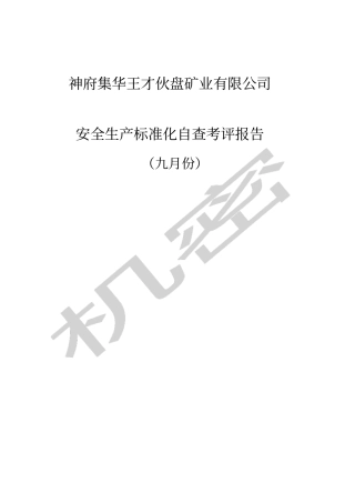 王才煤矿安全生产标准化自评报告9月