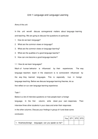 王蔷主编的英语教学法教程第二版-Unit