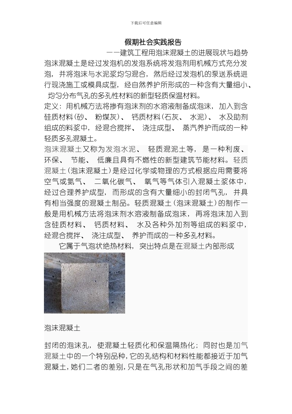 建筑工程用泡沫混凝土的发展现状与趋势模板_第1页