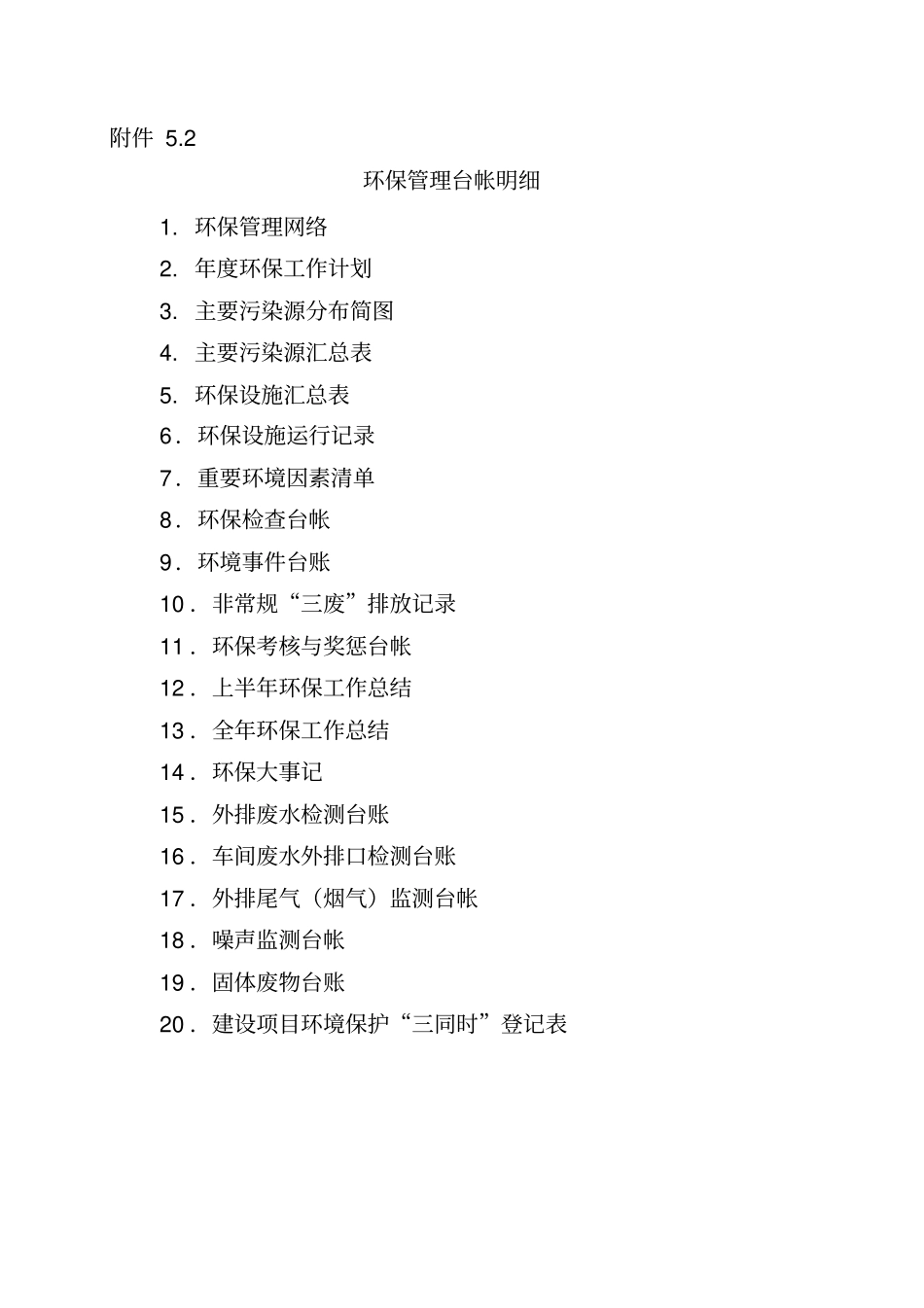 环保管理台帐明细_第1页