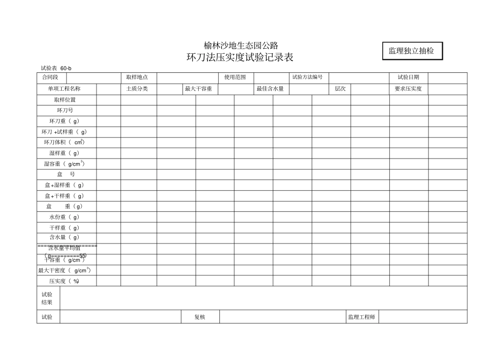 环刀法压实度试验记录表_第1页