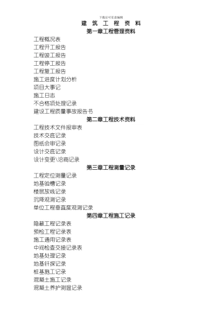 建筑工程资料模板
