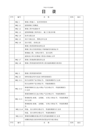 建筑幕墙施工质量验收资料全套表格模板