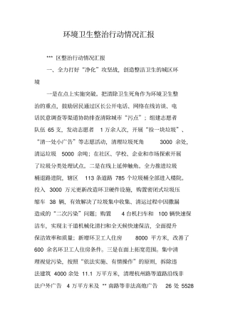 环境卫生整治行动情况汇报