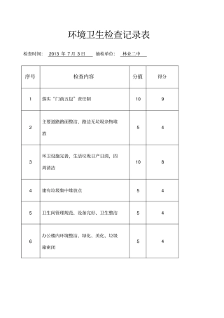 环境卫生检查记录表
