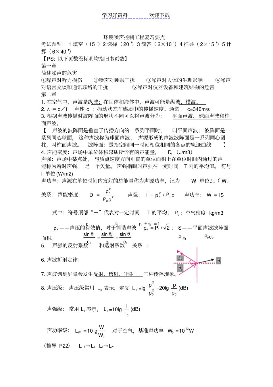 环境噪声控制工程复习要点_第1页