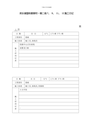 建筑施工日记模板