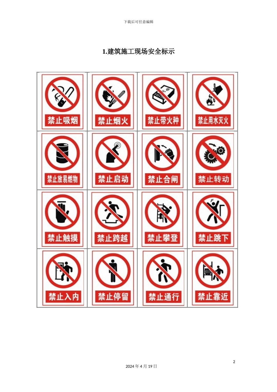 建筑施工现场安全警示牌标示标志图片模板_第2页