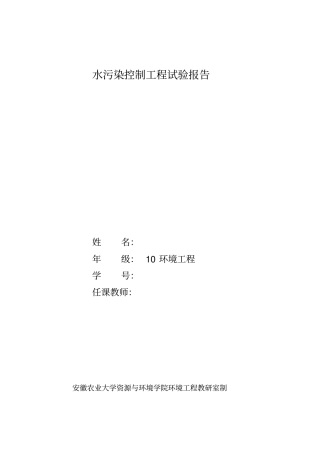 环境工程试验报告