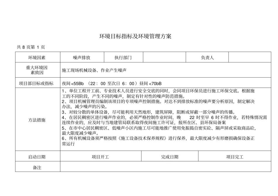 环境目标指标及环境管理方案_第1页