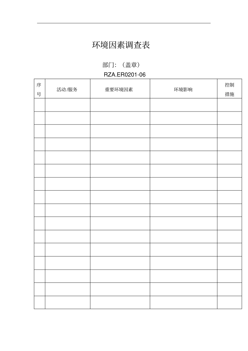 环境管理之环境因素调查表_第1页