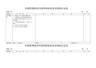 环境管理体系内部审核检查表