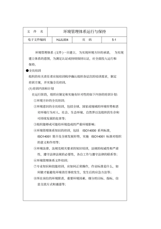 环境管理体系运行控制程序