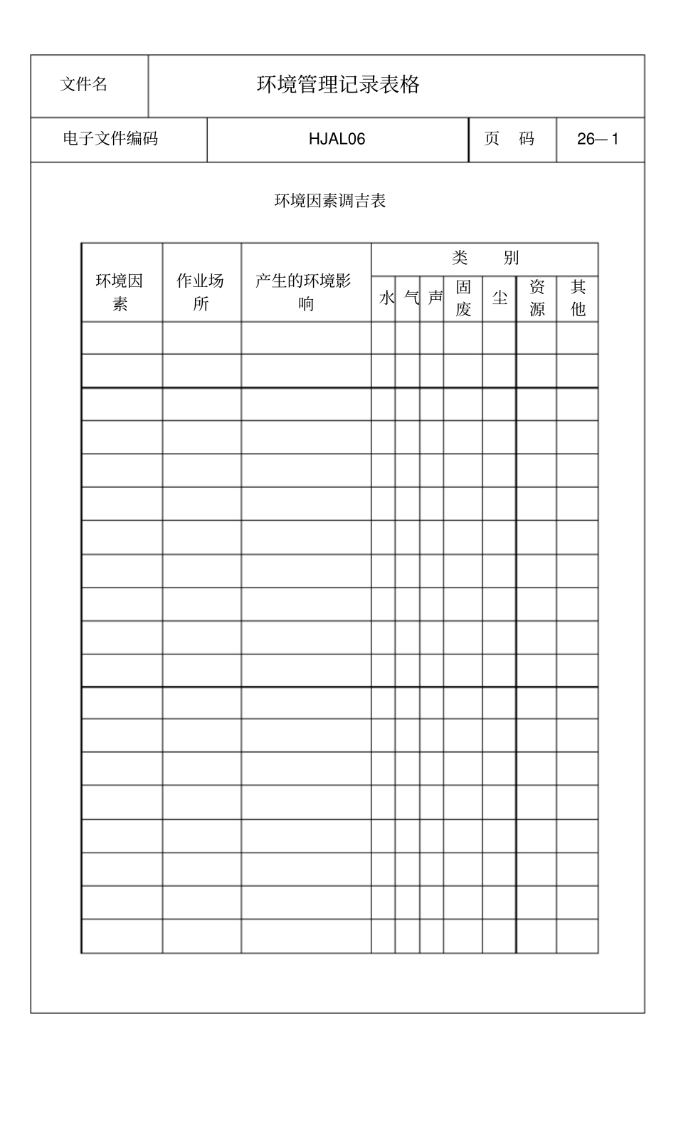 环境管理记录表格1_第1页