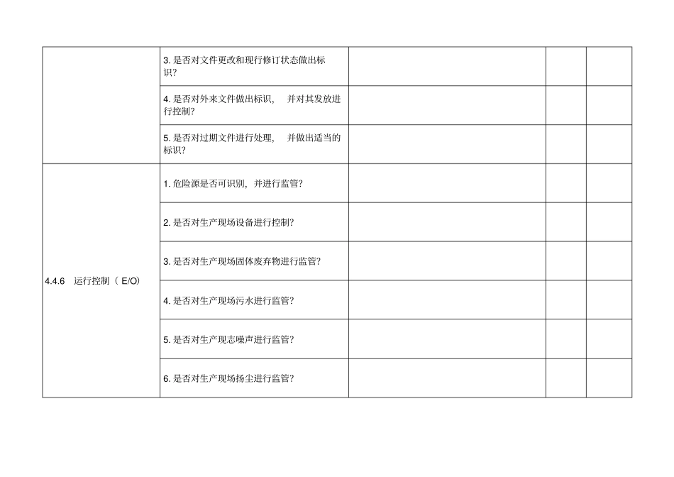 环境职业健康安全管理体系内审检查表_第2页