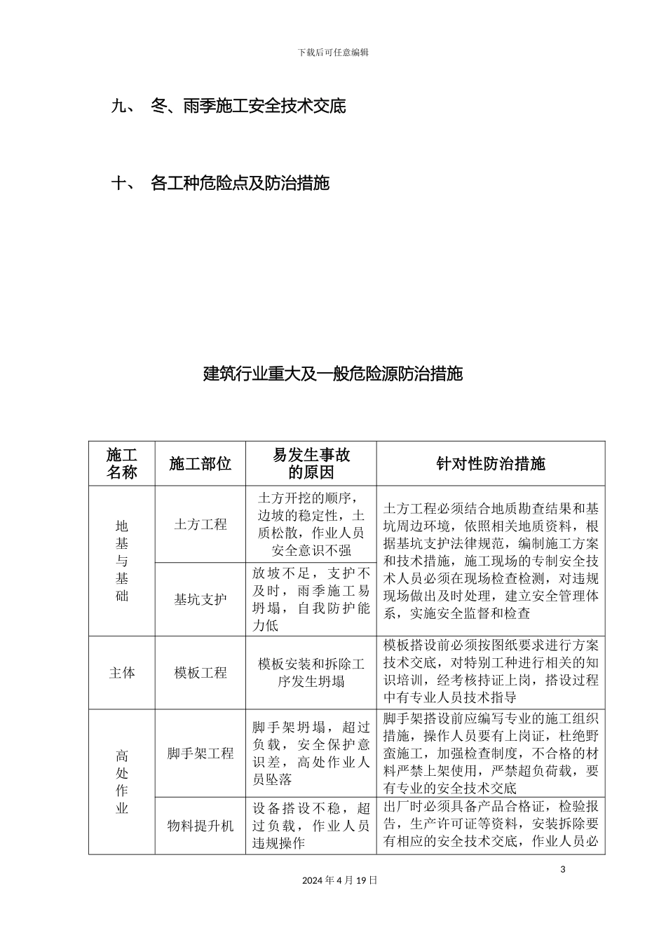 建筑重大及一般危险源防治措施范文_第3页