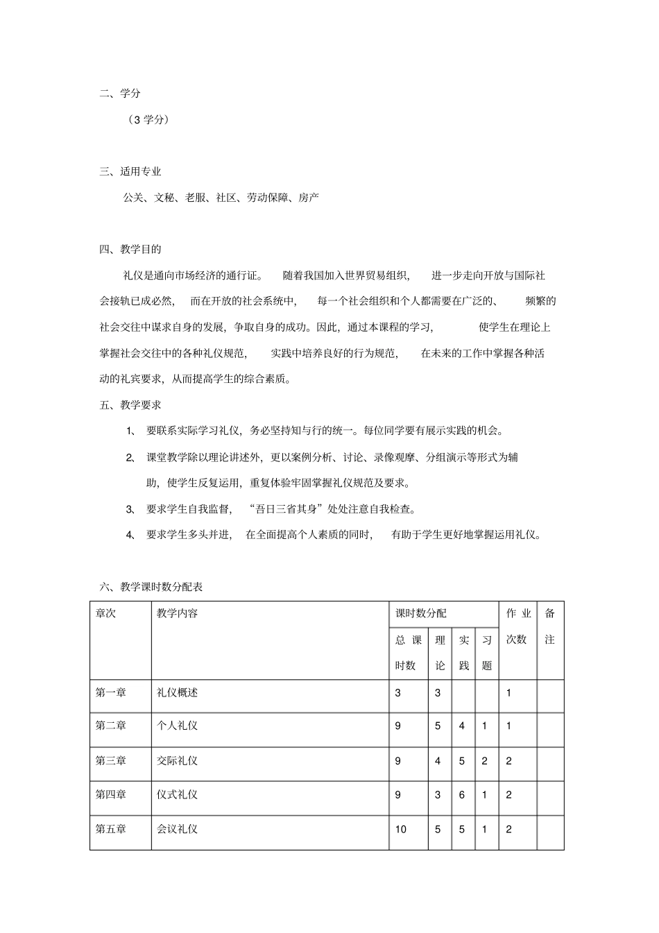 现代交际礼仪教学大纲_第2页