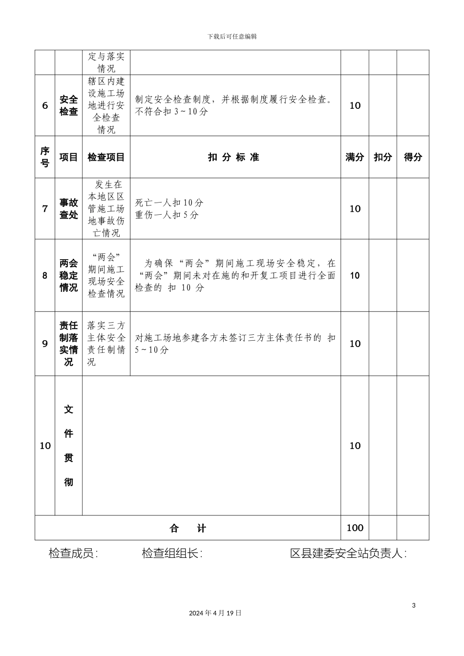 建设工程施工安全文明施工检查表_第3页