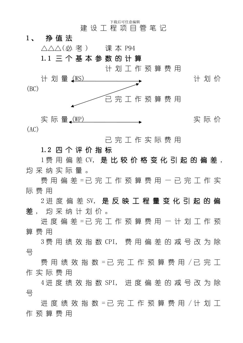 建设工程项目管理笔记模板_第1页